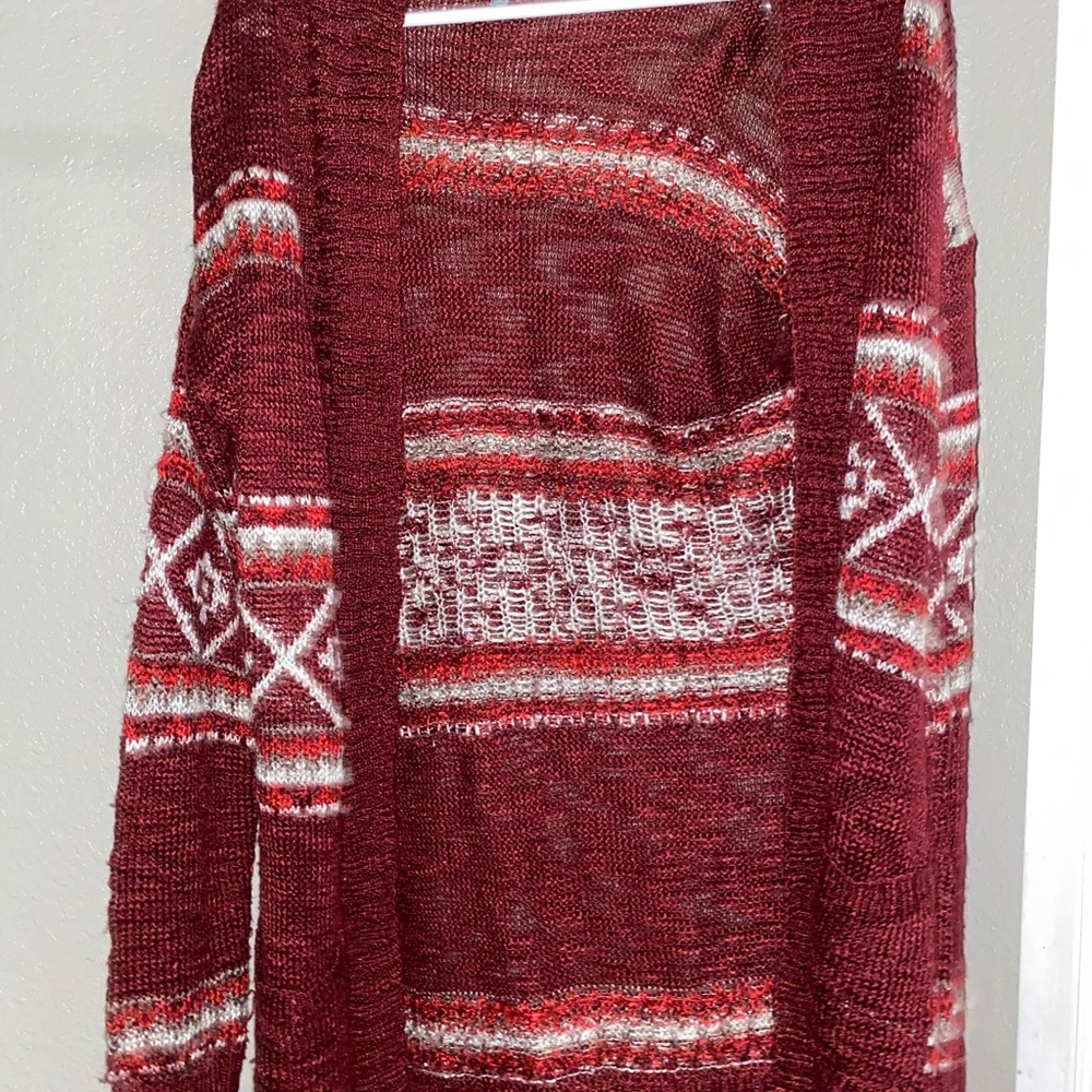 Burgundy tribal print sweater